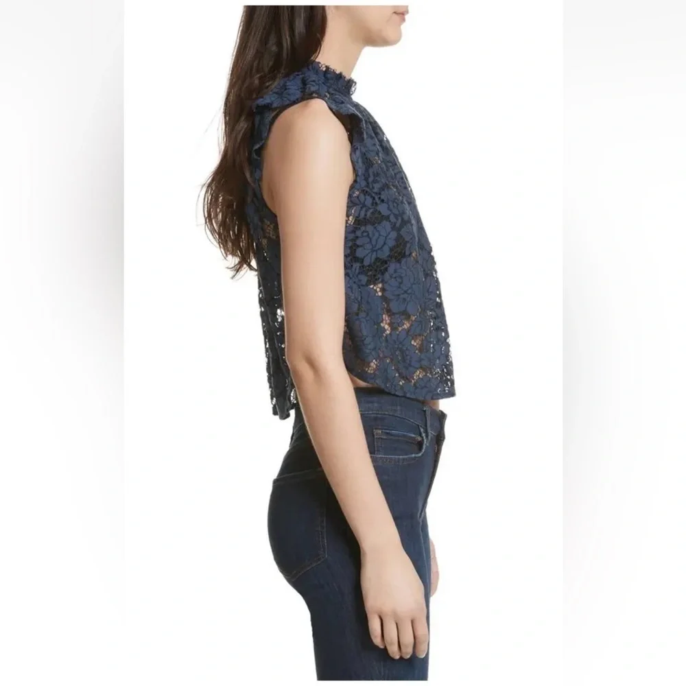 Free People Sweet Meadow Dreams Lace Top in Blue XS